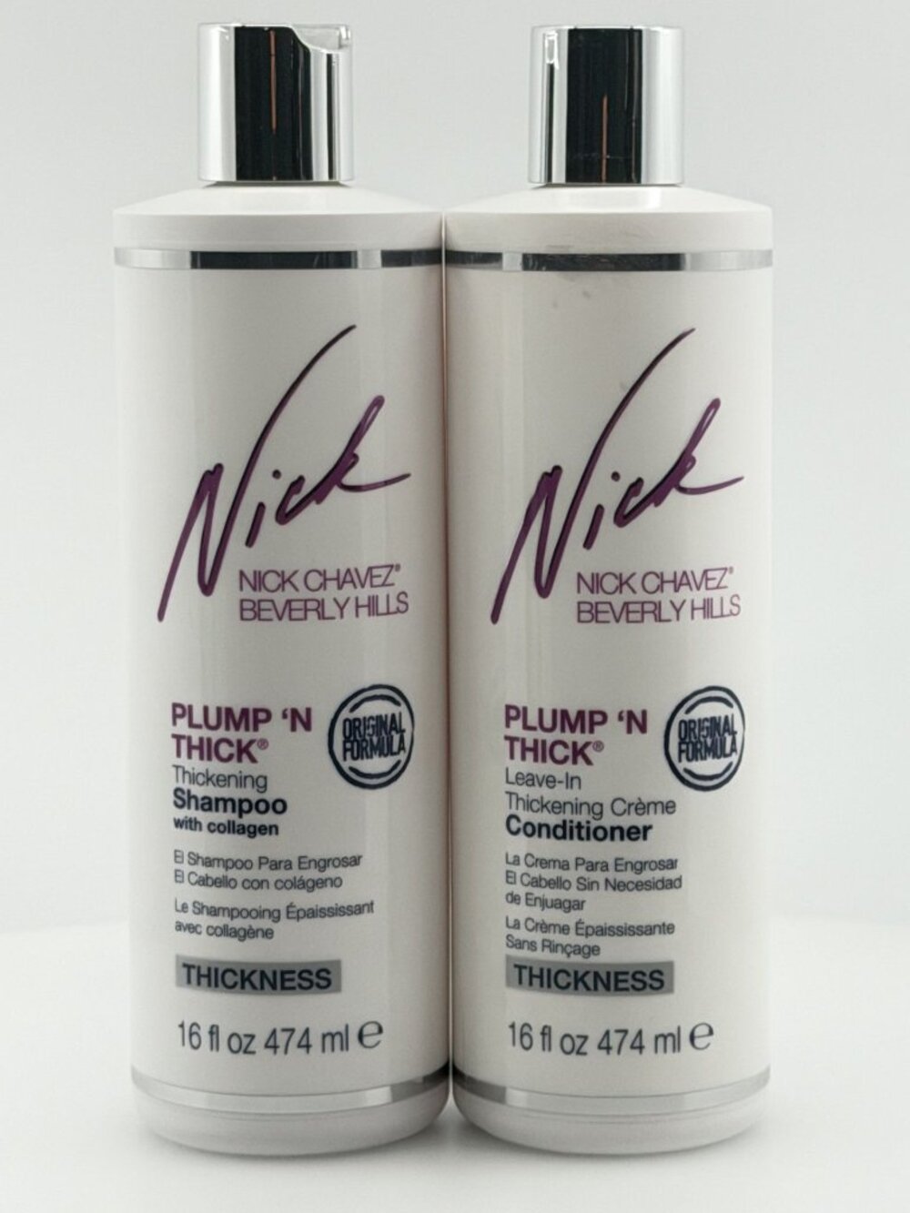 Nick Chavez Plump N Thick Thickening Shampoo & Leave In Conditioner Duo ~ 16 oz